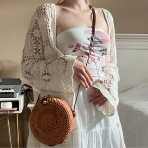 ASOS circular basket weave rattan wicker crossbody bag / purse